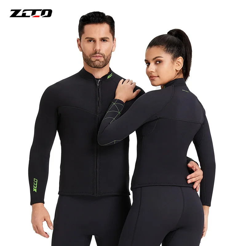 Women's 3mm Long Sleeve Neoprene Wetsuit Top - Cold Water Swim Shirt, Diving Jacket Surfing & Water Sports Wet Suit Pants Men