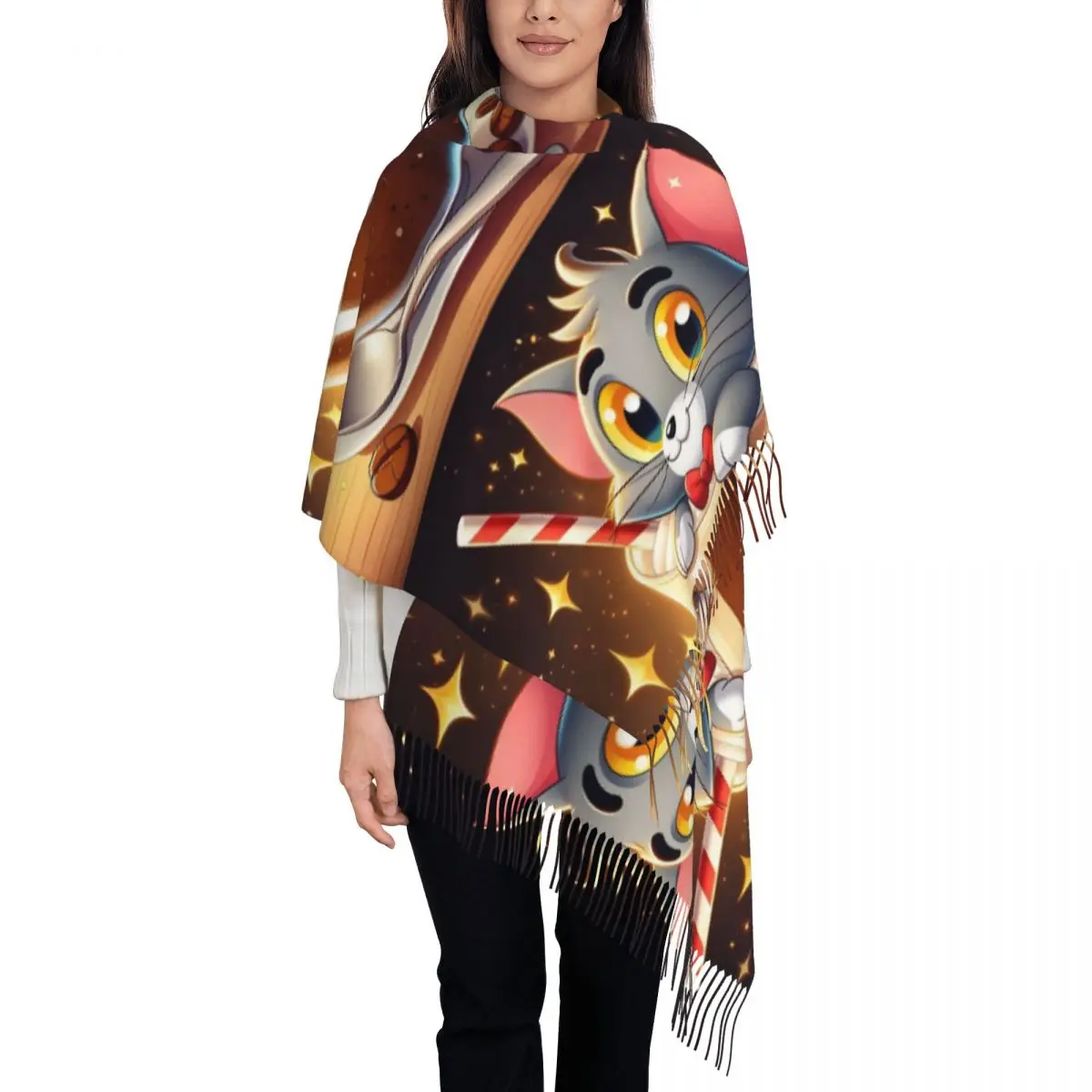 

Custom Tassel Scarf Women Soft Cartoon Cute Shawl Wrap Lady Winter Scarves