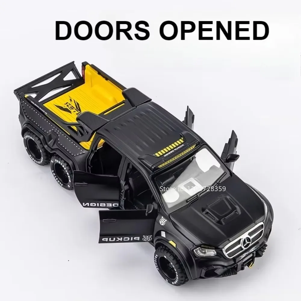 1:28 Model Speelgoed X-CLASS EXY 6X6 Auto's Metaal Diecast Miniatuur Terreinwagens Geluid Licht Deuren Geopend Pull Back voor Jongens Geschenken