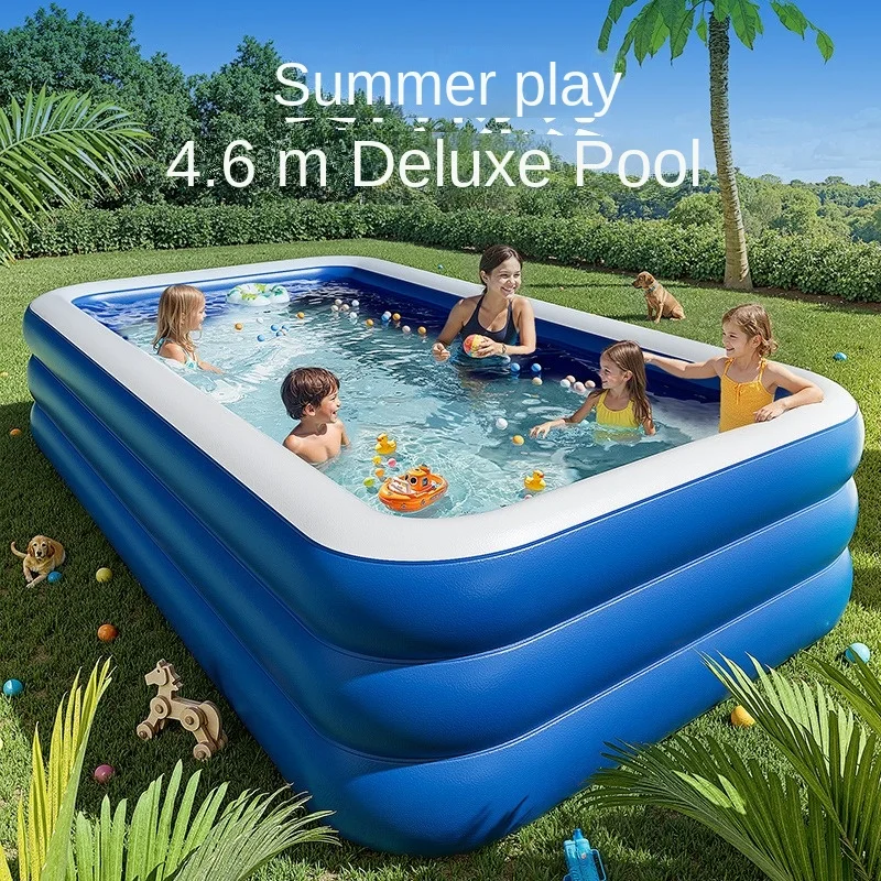 Inflatable Swimming Pool for Adults Children Thickened Folding Blue White Print Family Pools Swimming Outdoor Inflatable Toys