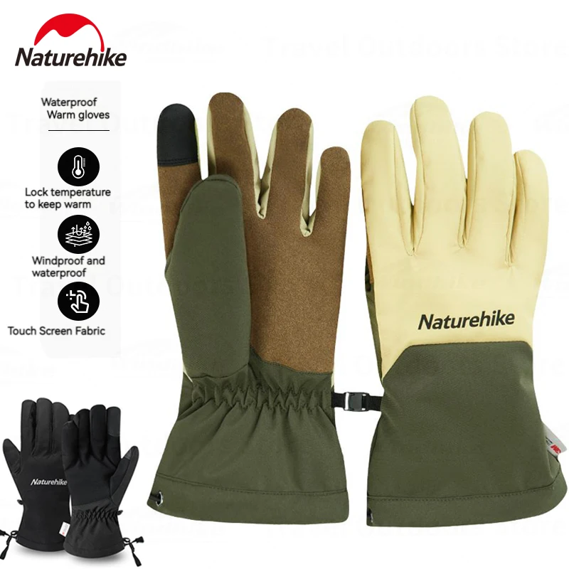 Naturehike Outdoor Waterproof Winter Gloves For Man Woman Mountaineering Skating Cycling Thermal Gloves Anti-slip Touch Screen