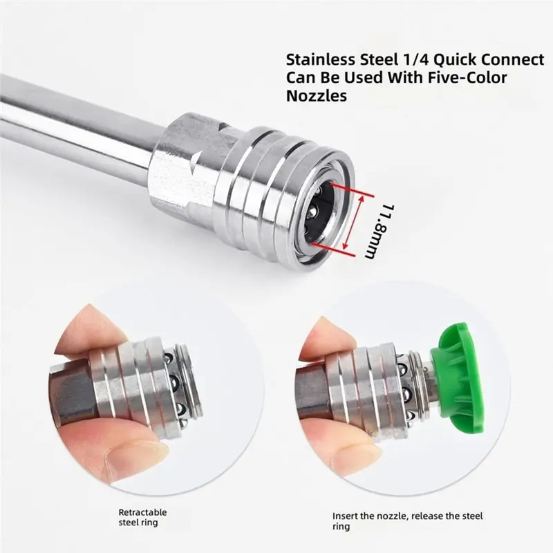 DTA4-Car Cleaning Extension Wand-Pressure Washer Accessories(Stainless Steel) 2Pcs With Connectors
