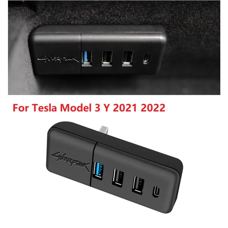 

Glove Box USB Hub Ports For Tesla Model 3 Y 2021 2022 Docking Station 4-in-1 Co-pilot USB Spiliter Upgrade Data Transfer Adapter