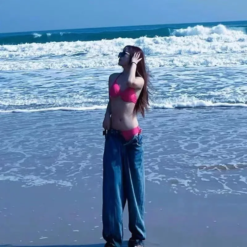 مجموعة بيكيني وردية للنساء: ملابس سباحة مثيرة بوش أب لجميع أحجام الصدر، ملابس سباحة لقضاء العطلات على الشاطئ وأساسيات حمام السباحة في المنتجع