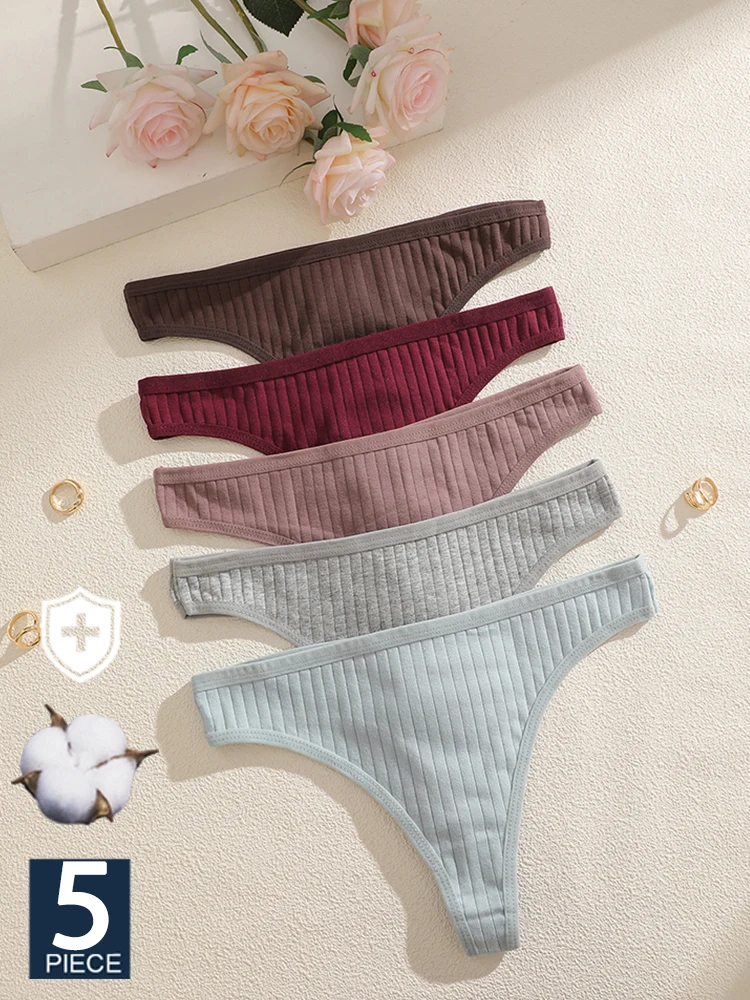 FINETOO 5PCS Sexy G-string Baumwolle Frauen Dessous Höschen Tanga Weibliche Unterwäsche Sexy Pantys Unterhose Mädchen Dessous Thongs S-XL