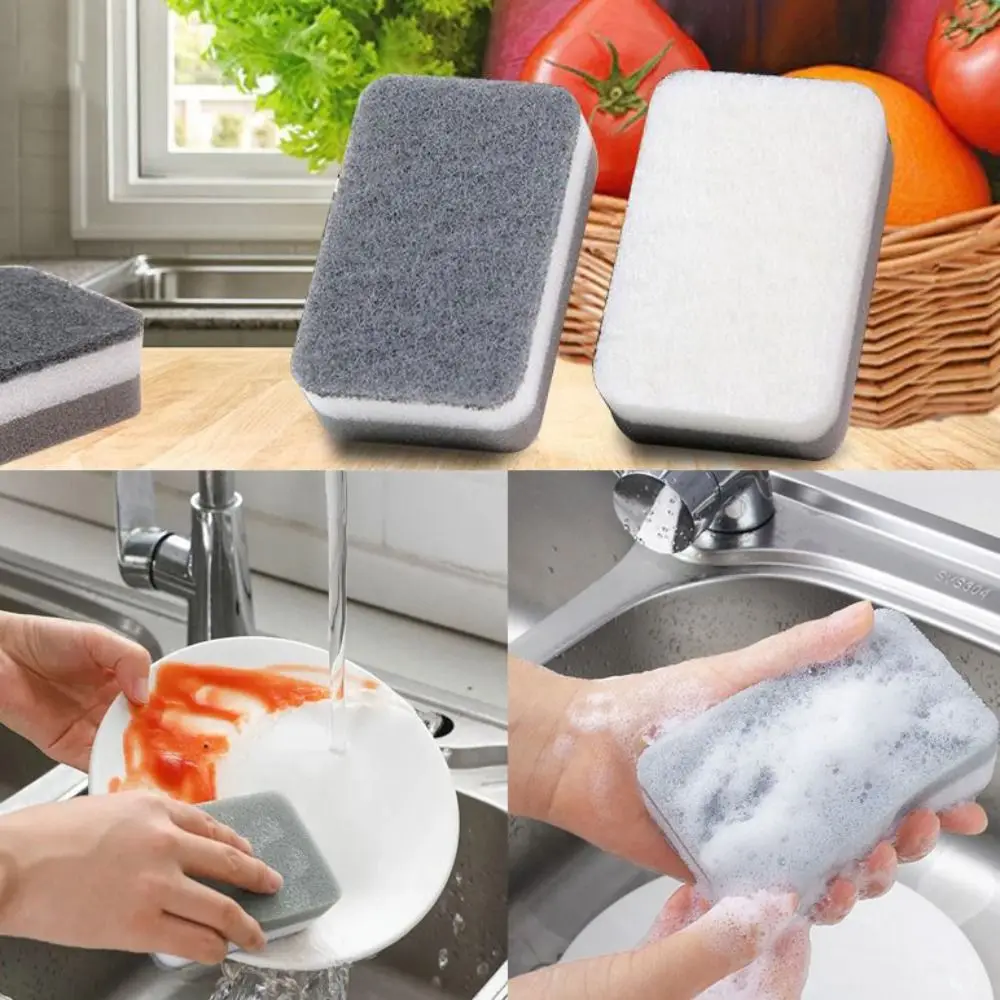 1/5Pcs Durable Three-Layers Dishwashing Sponge Decontamination Double-Sided Cleaning Rag Cleaning Thick Magic Sponge