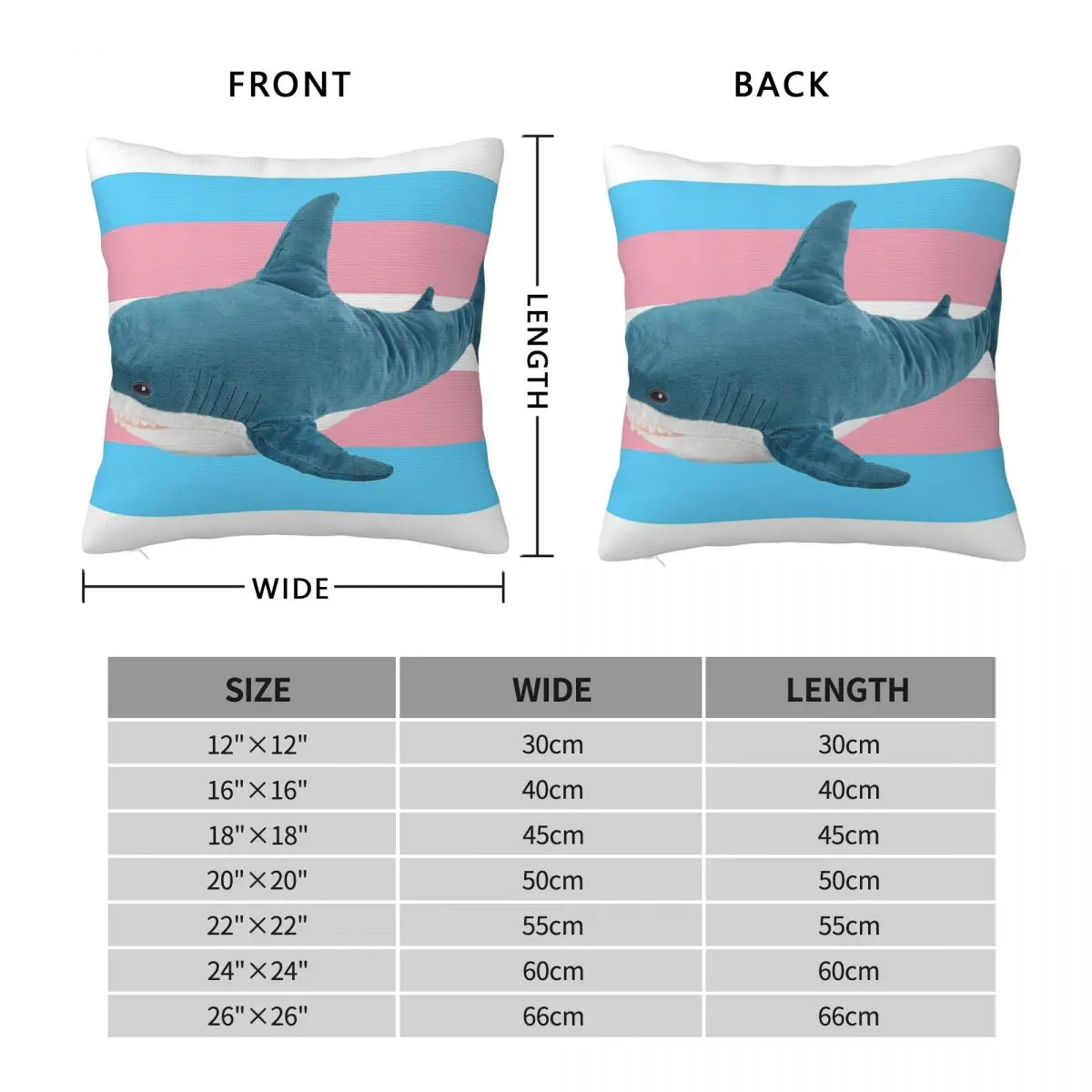 Blahaj Shark Transgender Icon Square Pillowcase Polyester Linen Velvet Printed Zip Decorative Throw Pillow Case Sofa Cover 45x45