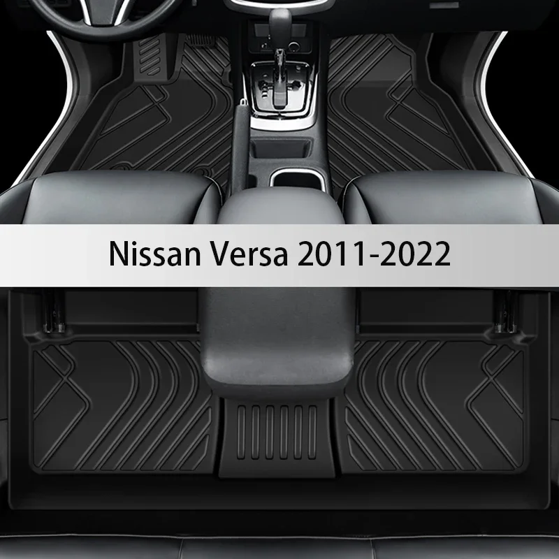 TPE Custom Car Floor Mats For Nissan Versa 2011 2012 2014 2016 2018 2020 2021 2022 Waterproof Carpet Auto Interior Accessories