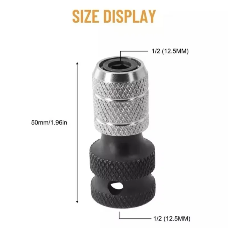 Electric Wrench adapter 1/2 Inch Square to 1/4 Inch Hex conversion head expansion bit Hex Ratchet Socket Converter 1pc