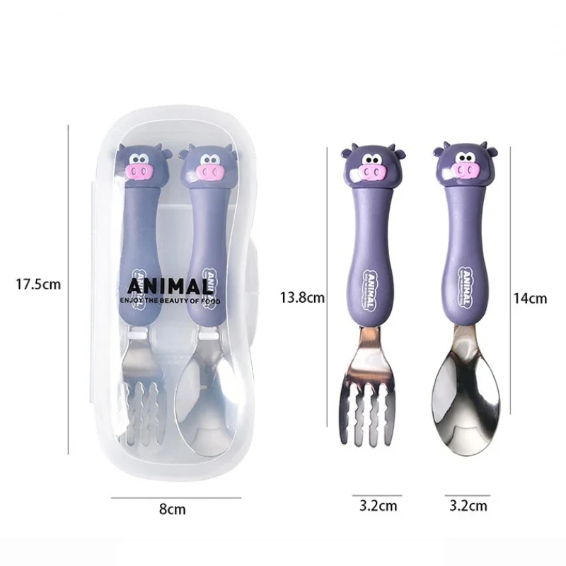 Tableware Cartoon Kids Spoon Fork Set Dessert Spoon for Children Fork Baby Gadgets Feed Kid Children's Cutlery for Kids Boxless