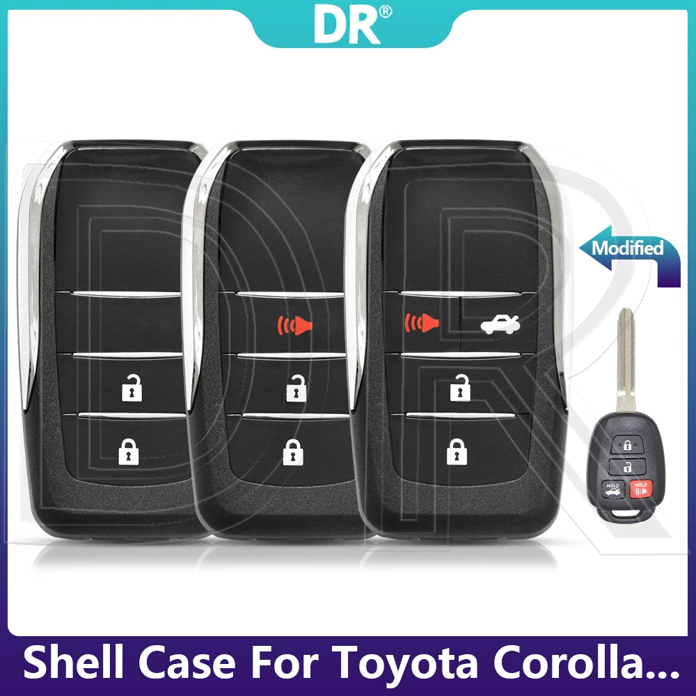 DR3 Modified TOY43 Car Key Shell Case With Sticker For HYQ12BEL HYQ12BDM GQ4-52T Toyota Camry Corolla RAV4 Highlander Tacoma