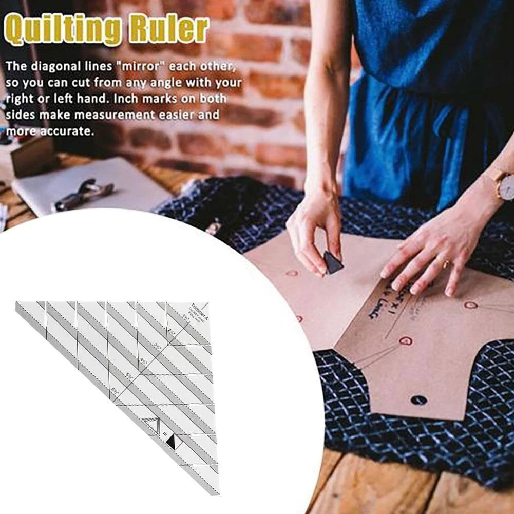 

Acrylic Hollow Quilting Template 90 Degree Triangle DIY Sewing Ruler for Drawing Design Triangle Cutting Ruler