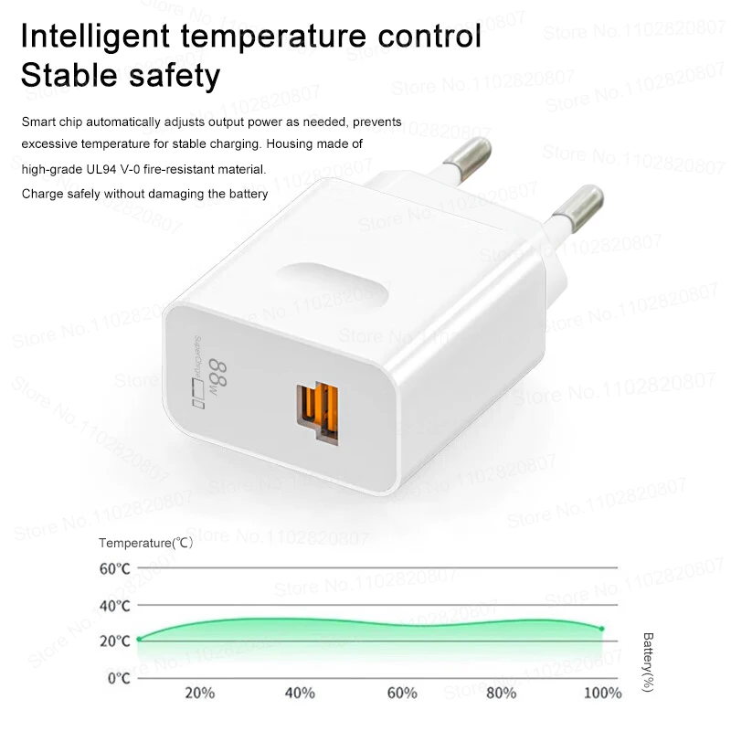 Original 88W Dual Ports Charger SuperCharge For HUAWEI P60 Honor 400 200 Magic 7 6 Pro 6A Type C Cable USB A C PD Power Adapter - náhled 5