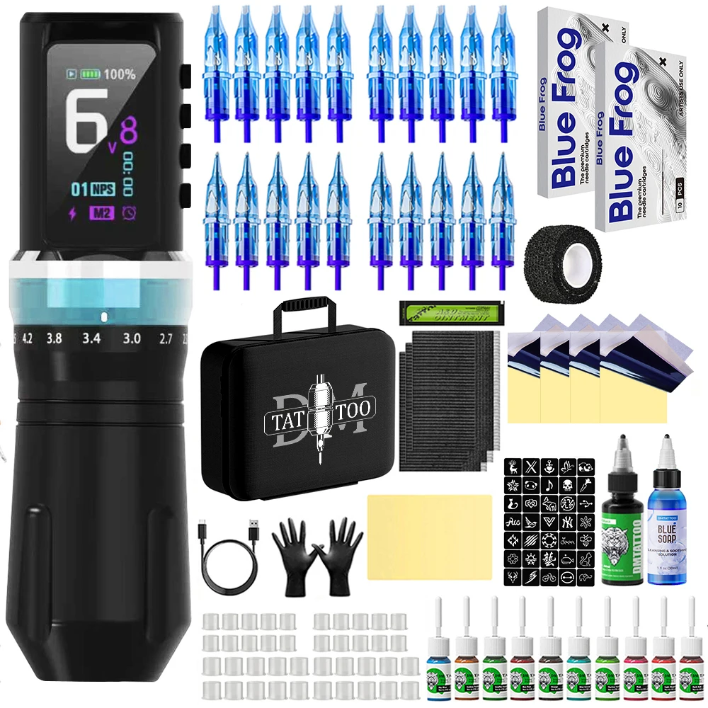 Tattoo Kit DM Adjustable Tattoo Pen Kit For Permanent Makeup Tattoo Machine Kit High Quality Wireless Tattoo Gun Kit