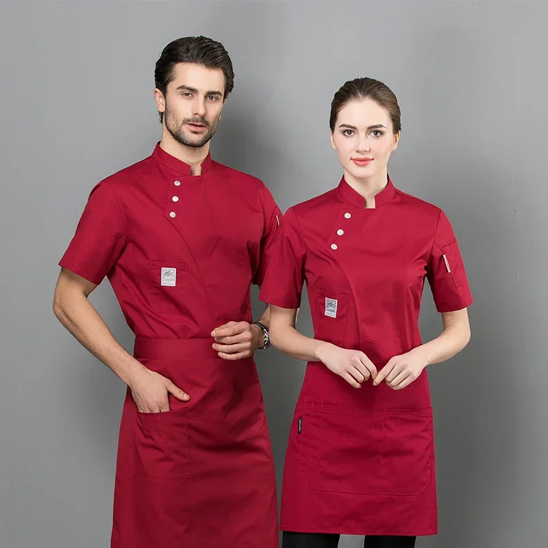 Pizza Chef Wear/Chef Coat/Chef Uniform Short Sleeves white and Black Kitchen Chef Coat Hotel Uniform Jacket