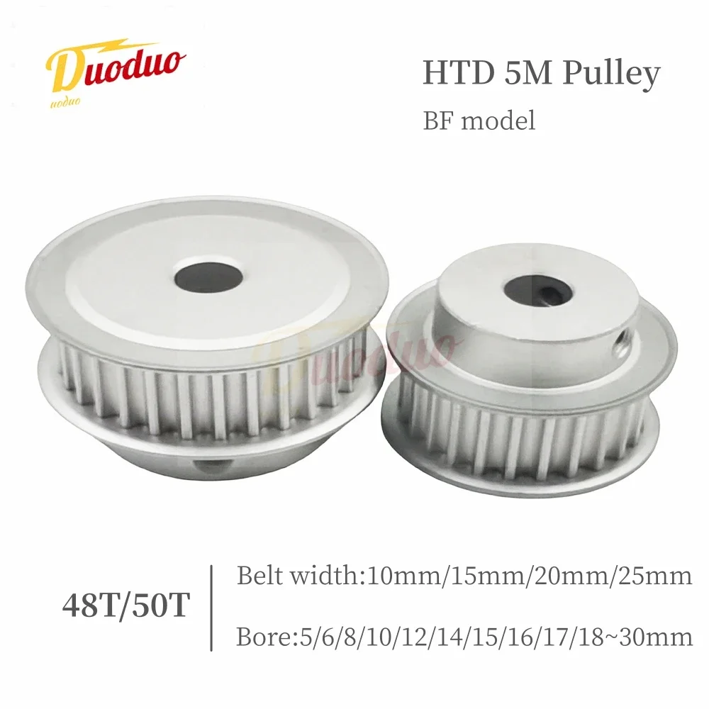 3D printed parts 5GT HTD 5M Timing Pulley 48T/50Teeth BF Type Bore 5/6/8/10/12/14/15/16/17/18/19/20-30mm Belt Width10/15/20/25mm