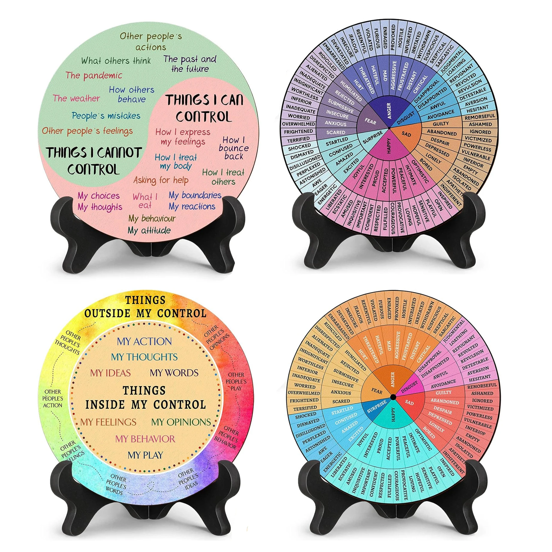 1 Pcs Feelings Wheel  Office Desk Decor Mental Health Feelings Psychology Decor for Home Office Counselor Women Men