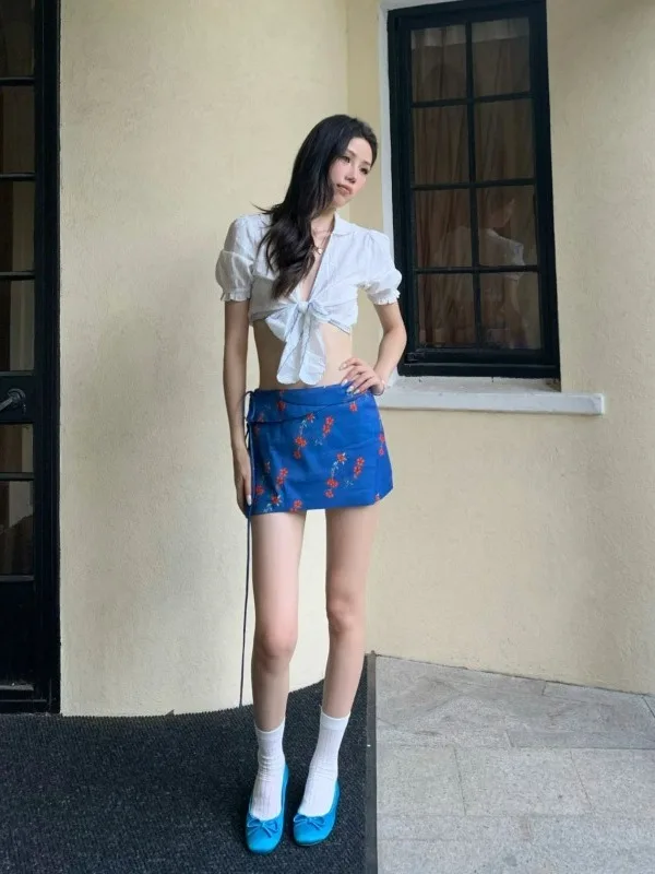 Faionable tweedelige damesset Unieke irt en rok Zomer 2026 Comfortabele casual Sle Hoge taille V-Ne ort Sl...