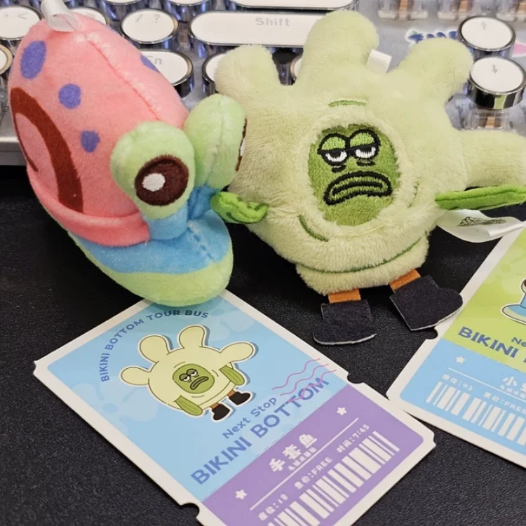 Original X11 SpongeBob Schwammkopf Bikini Bottom Tagesausflug Überraschungsbox Niedlicher Plüsch-Schlüsselanhänger Taschenanhänger Anime-Figur Sammlerstück Geschenk – Detail 12