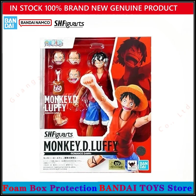 Venta al por mayor Bandai 100% Kit de modelo genuino de una pieza figuras de Anime SHF Monkey D Luffy Romance Dawn modelo de colección de figuras de acción