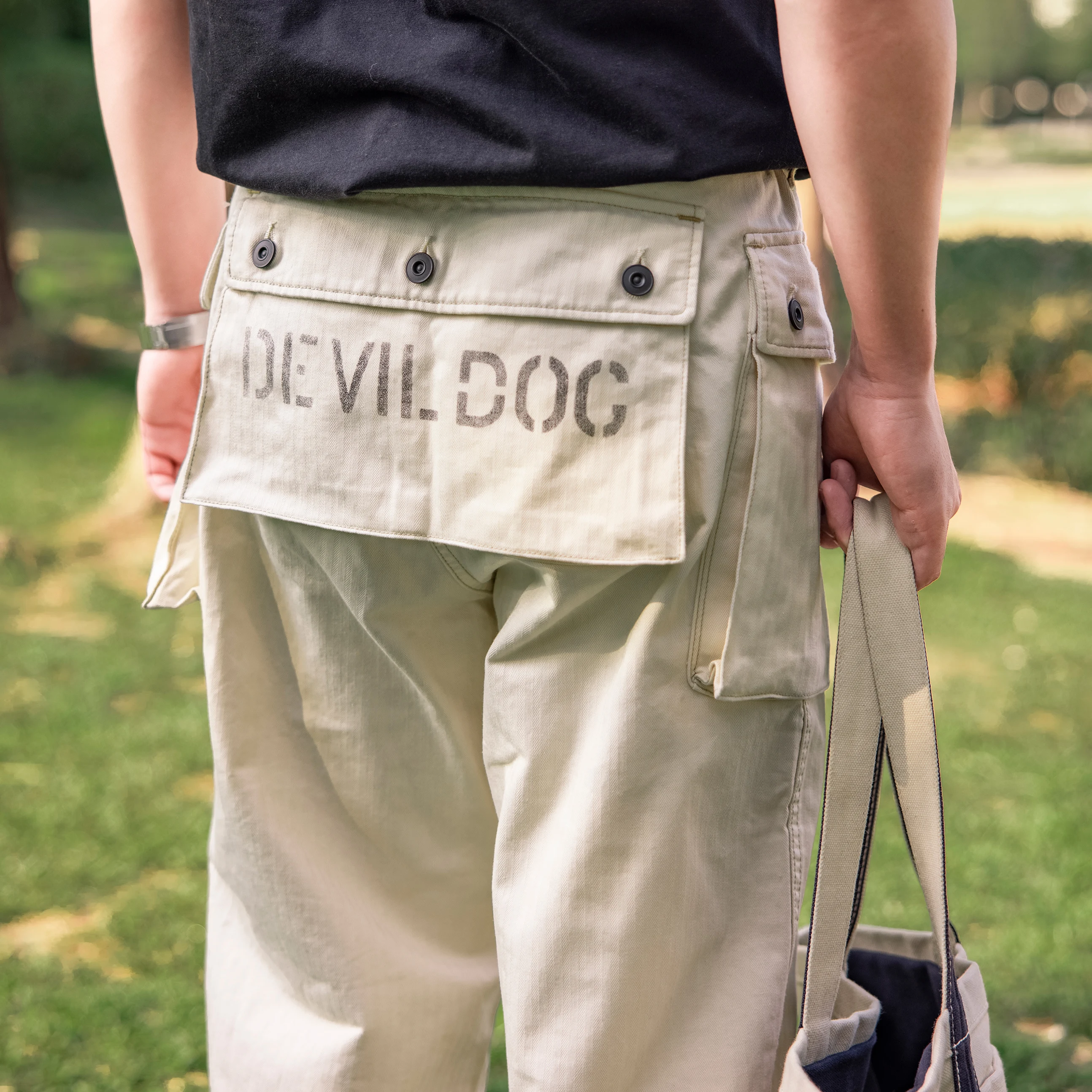 P44-0004 Us Military Style Cargo Trousers Mens  Cotton Vintage  Slim Fitting Casual Pants