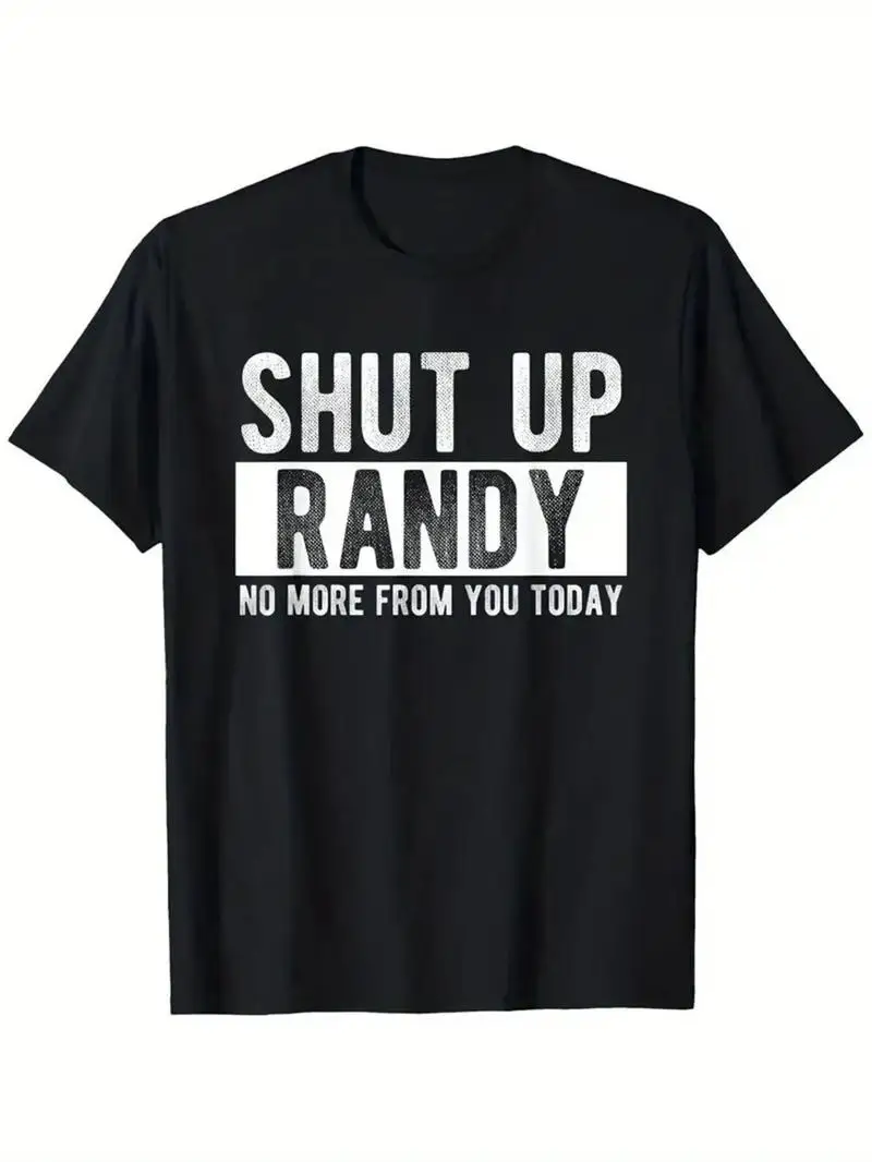 Men's Humorous T-Shirt Stop Talking Randy Graphic Tee With A Strong Message In Black And White Relaxed Fit Crew Neck Casual Top