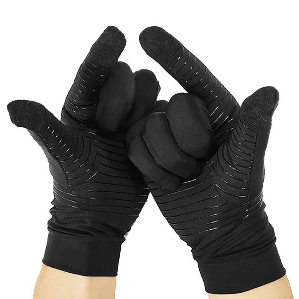 Guantes de fibra de cobre para deportes al aire libre, manoplas de pantalla táctil para correr, senderismo, conducir, ciclismo, Unisex, color negro,