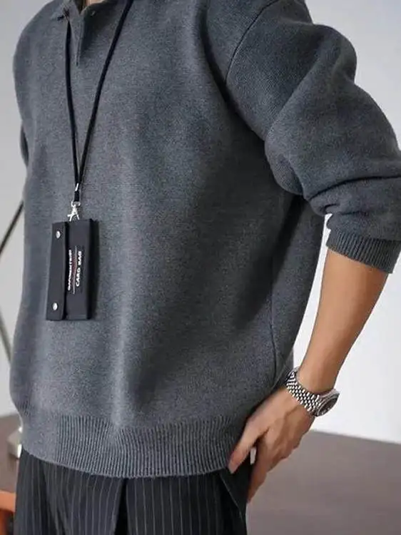 

Deep ey Ne Knitted Sweater Casual Loose Fit Men's Faion Korean Sle Lazy Sle plus Size Comfortable Warmth