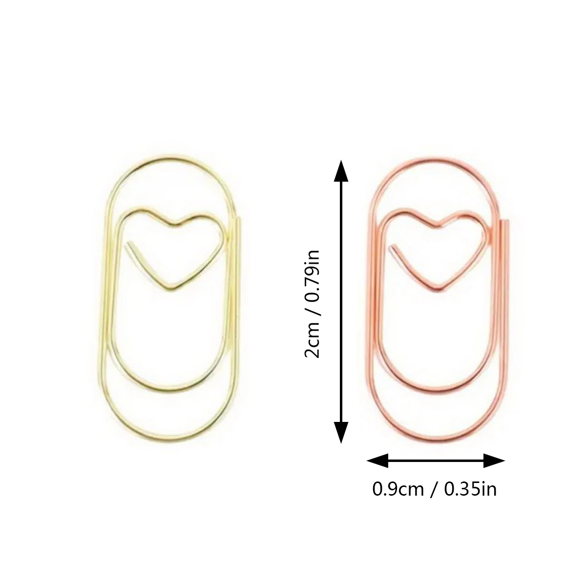 Two-color Mixed Color, Mini Heart Paper Clip, 0.79inch, Love Word Clip Small Pin, Paper Clip, Golden, Rose Golden