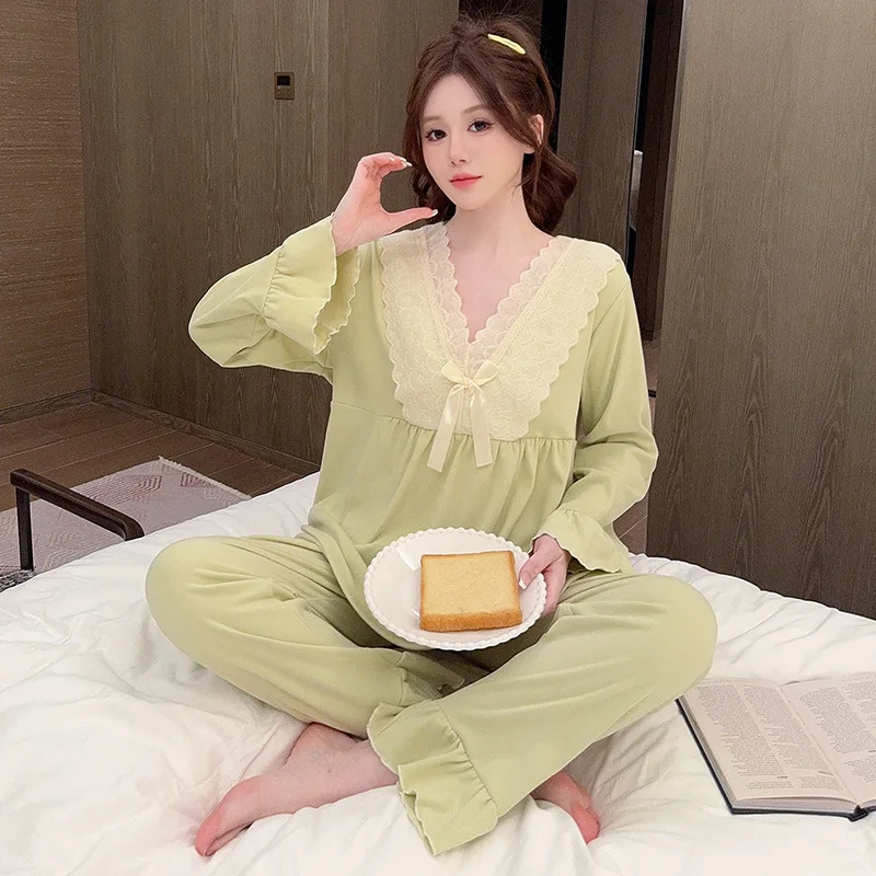 5XL Pigiama di velluto di grandi dimensioni Donna Coreano Dolce Indumenti da notte Primavera a maniche lunghe Abiti per la casa Pigiama allentato Può essere indossato all'esterno