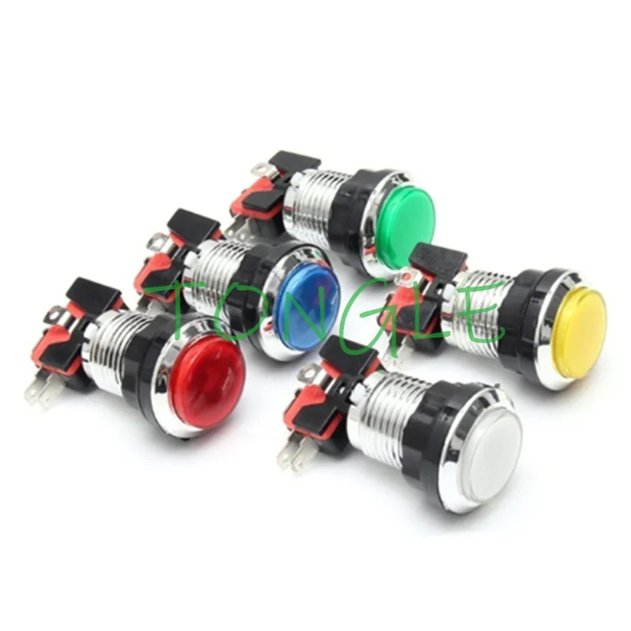 50pcs CHROME Plated illuminated 5V / 12v LED Arcade Push Button With Microswitch LED Light 5 Colors Available