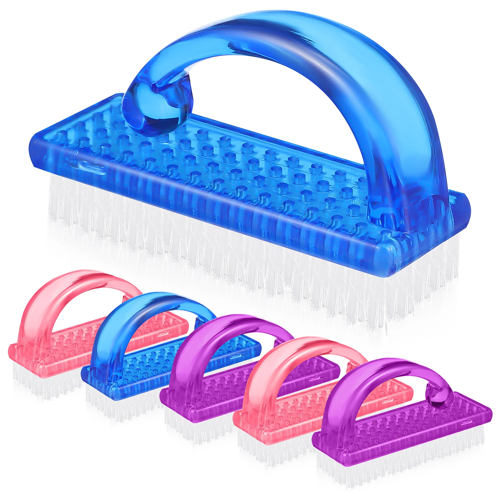 6pcs Plastic Nail Brush Handle Grip For Fingernail Cleaning Pedicure Manicure Tool Dust Remover Scrubber Bathroom Kitchen Travel