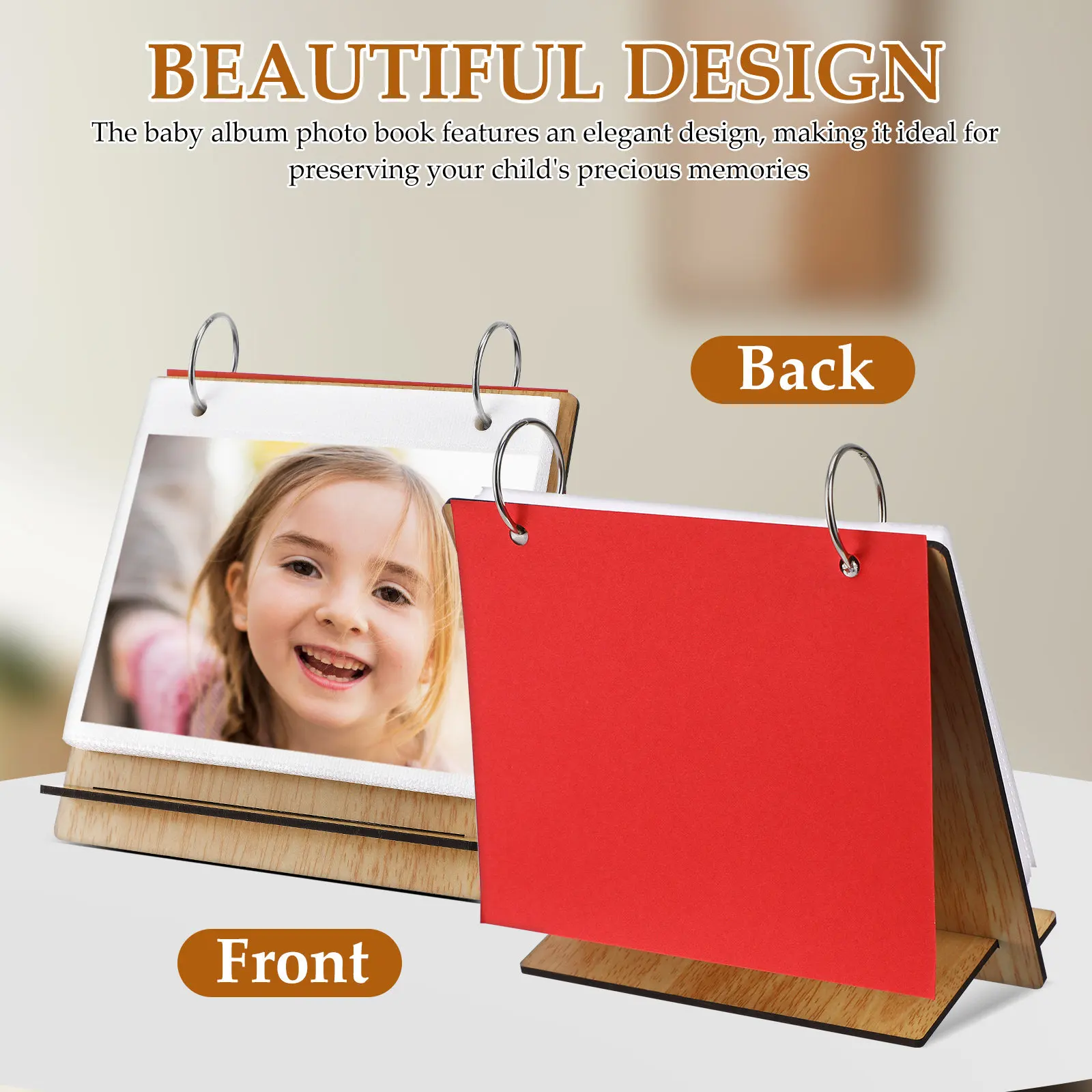 Baby Growth Album Photo Book Multi-Function Desktop Photo Album Large Capacity Calendar Style Insert Pages for Baby Milestones