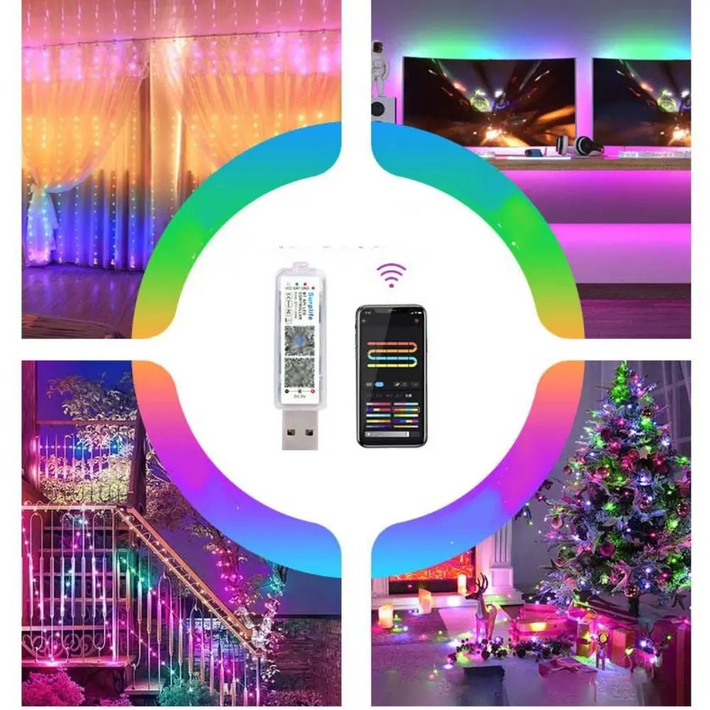 5V Led Music Controller Addressable Adjust Brightness Bluetooth APP Controller Comes with MIC pickup Mini RGB Light Controler