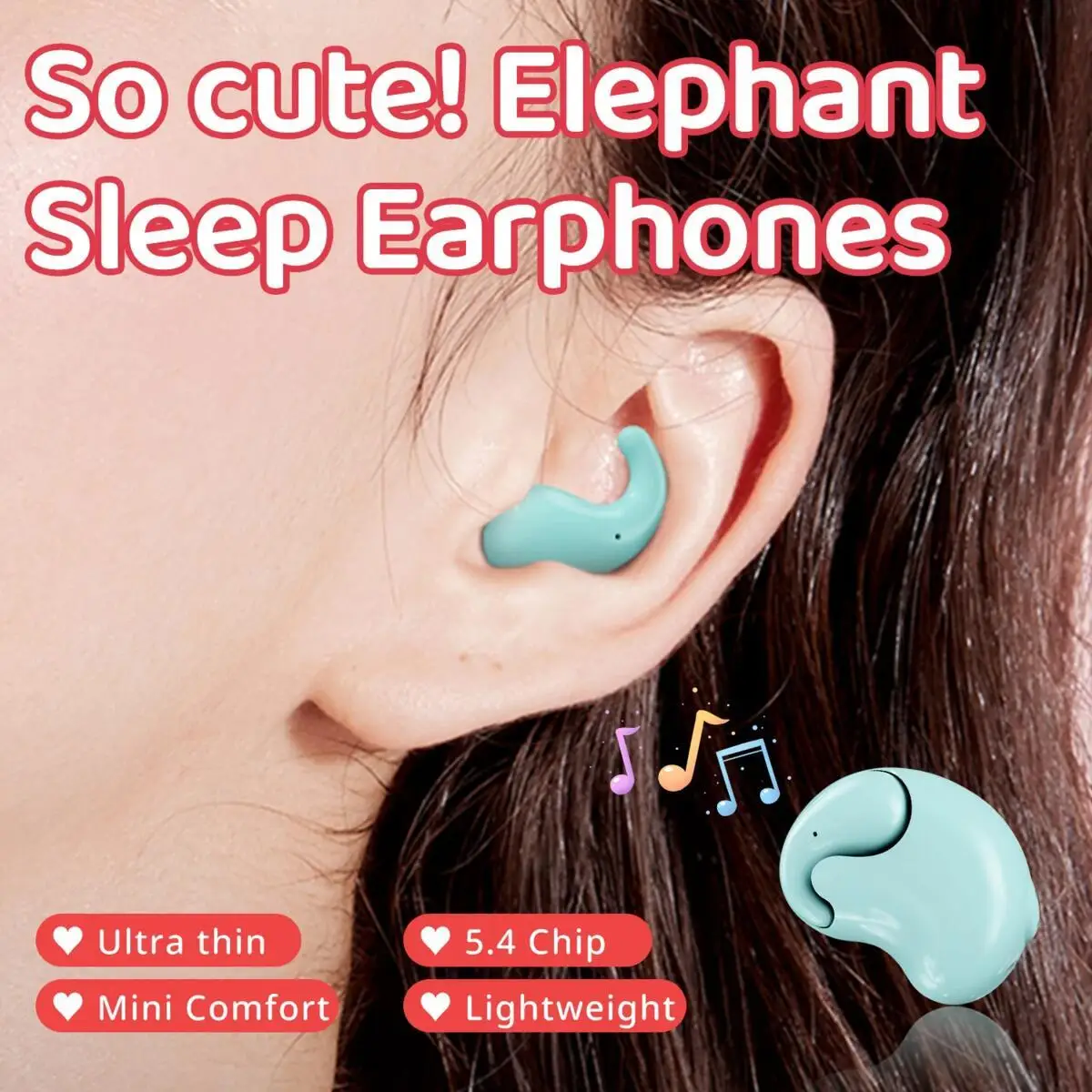 Immagine 7: Cuffie Bluetooth Wireless per Dormire a Forma di Elefantino, Comode da Indossare, con Cancellazione del Rumore, per Bambini, Ideali come Regalo