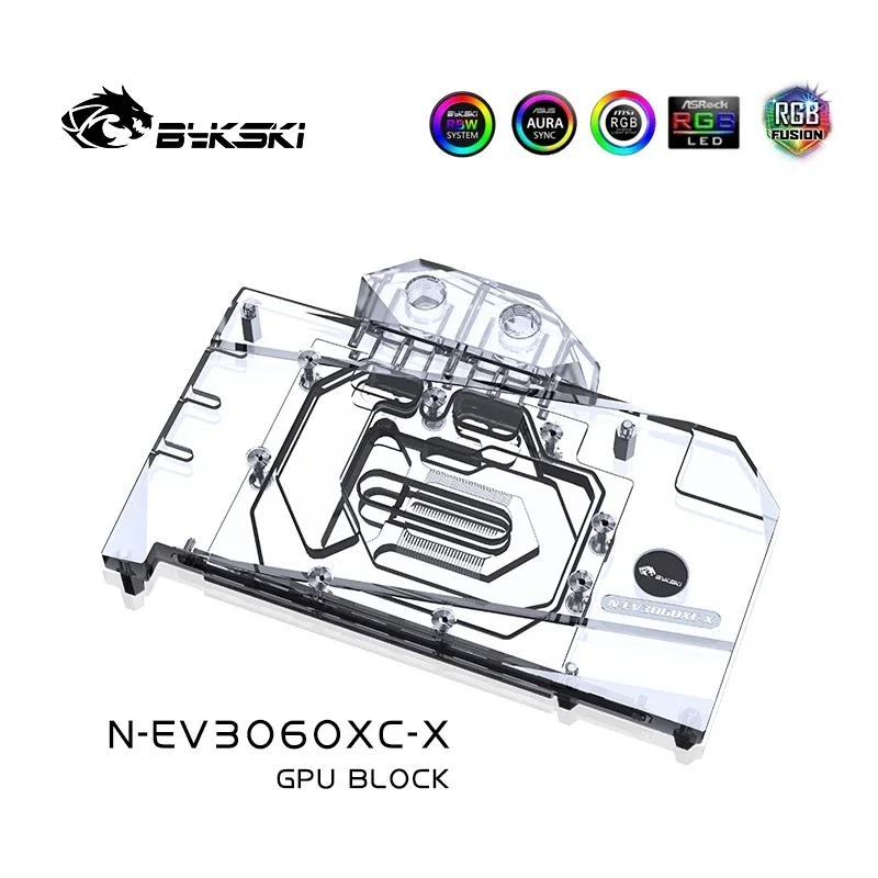 Bykski GPU Water Block for EVGA RTX 3060 XC 12GB Graphics Card with Backplane,VGA Copper Radiator 12V/5V M/B SYNC