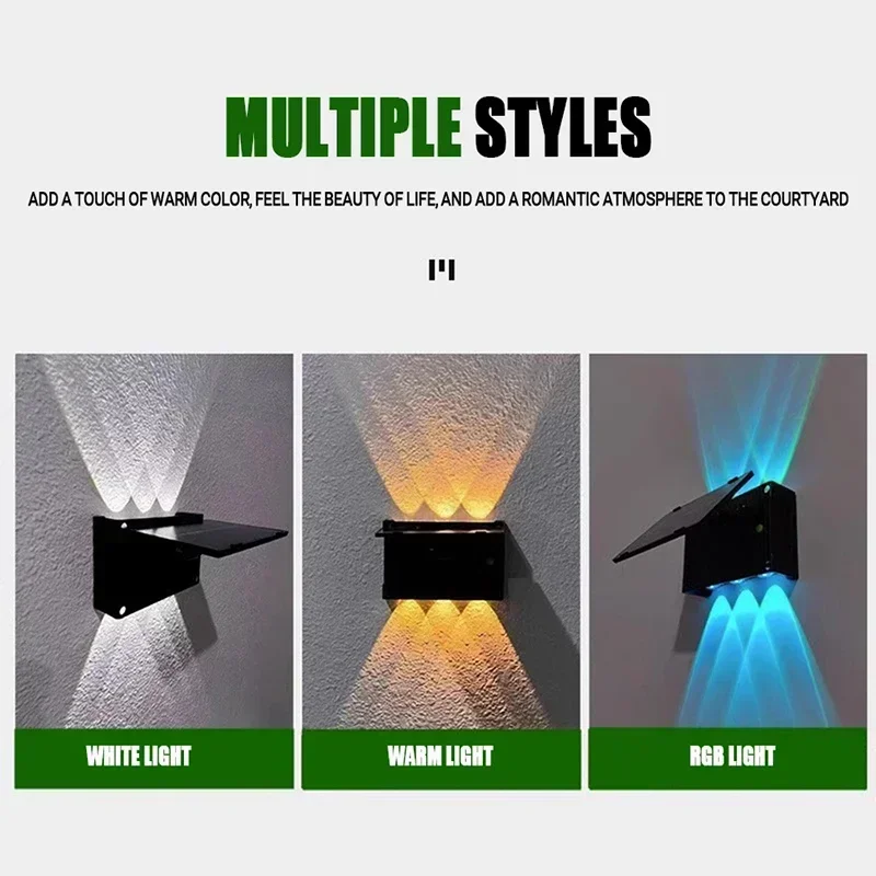 Solar Wall LED Light Outdoor Garden Decoration Wall Lamp High Brightness Up And Down Luminous Lighting Outdoor Solar LED Lamp