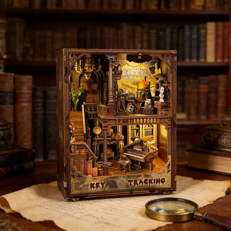 OUZEY Antique Marionette Stage DIY، غلاف خشبي ثلاثي الأبعاد مع مفتاح مخفي، نموذج غامض للمراهقين #6