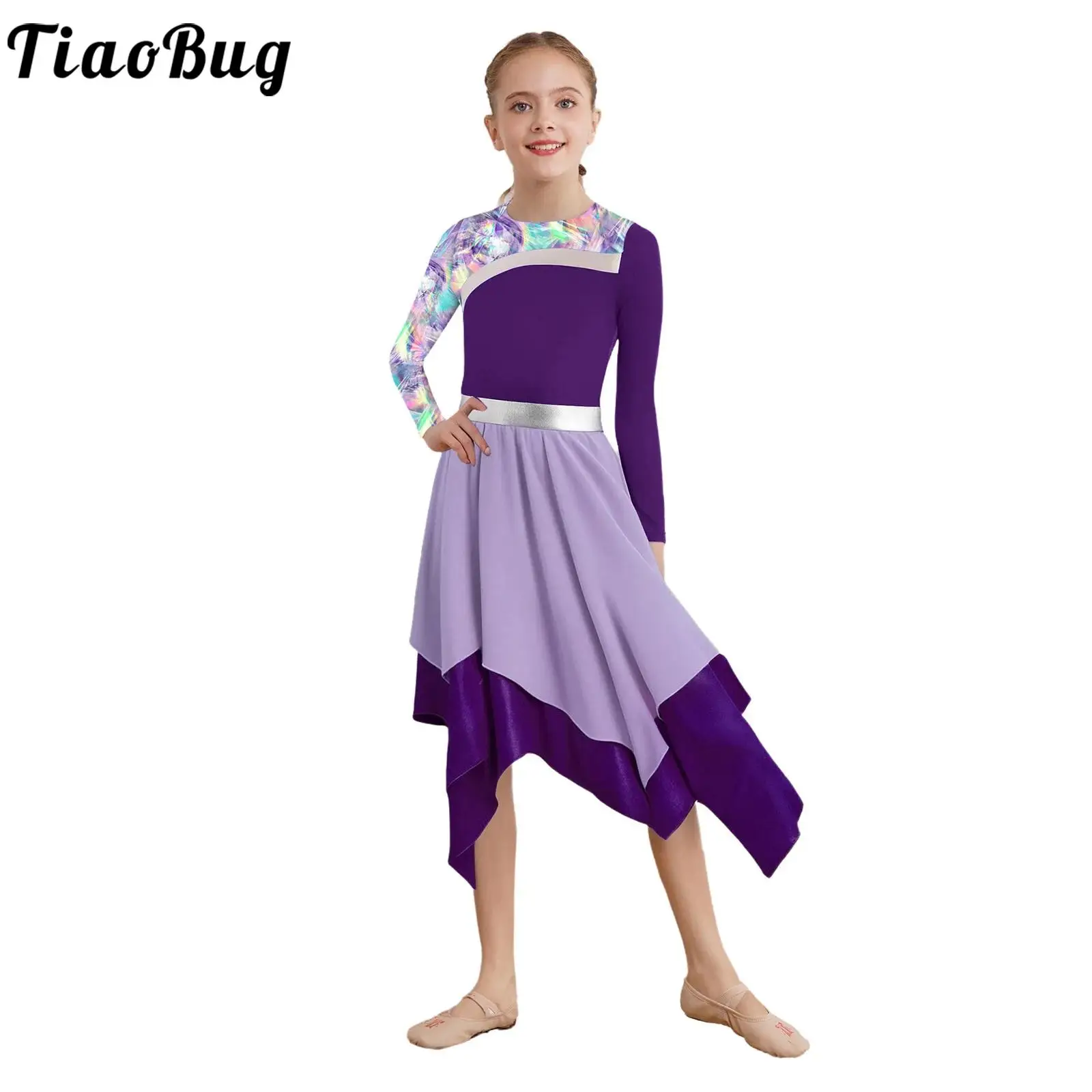 

Kids Girls Lyrical Dance Dress Worship Liturgical Costume for Celebration of Spirit Church Dress Children Dancewear Performance