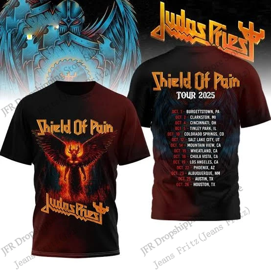 Mens T-shirt Judas Priest Rock Band World Tour 3d Print Tshirt Men Women Fashion Hip Hop Short Sleeve Tops Tees Kids Clothing