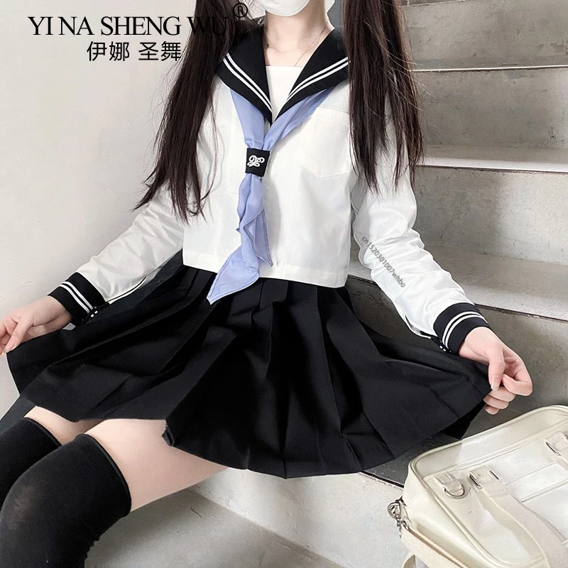 

Wholesale Black Long Sleeved JK Set Basic Style Cos Sailor Suit Student School Japanese Korean College Style Clothes JK Uniform