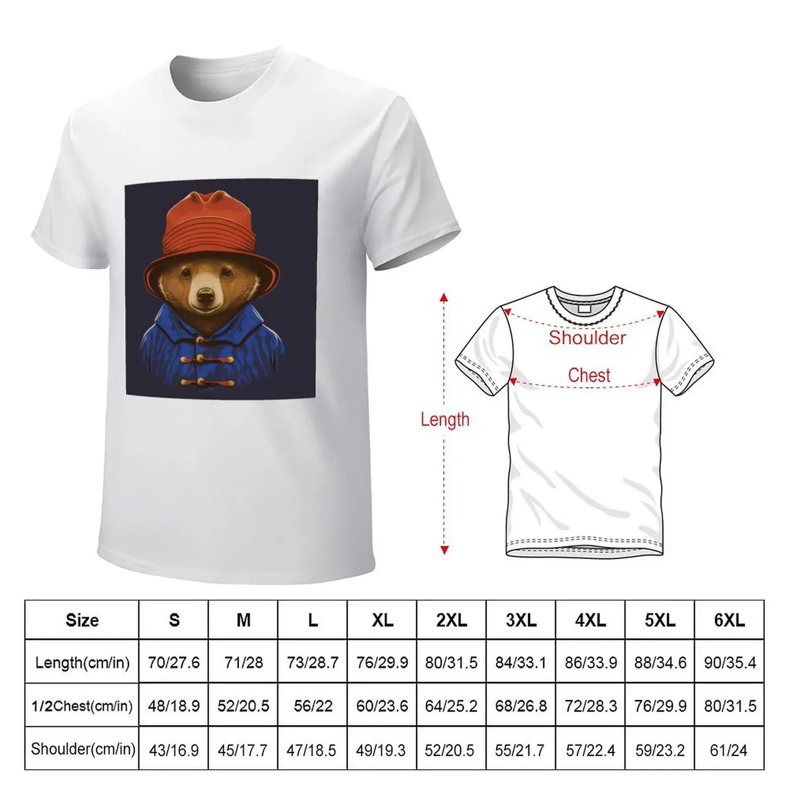 Paddington Bear T-shirt anime clothes oversized slim fit t shirts for men