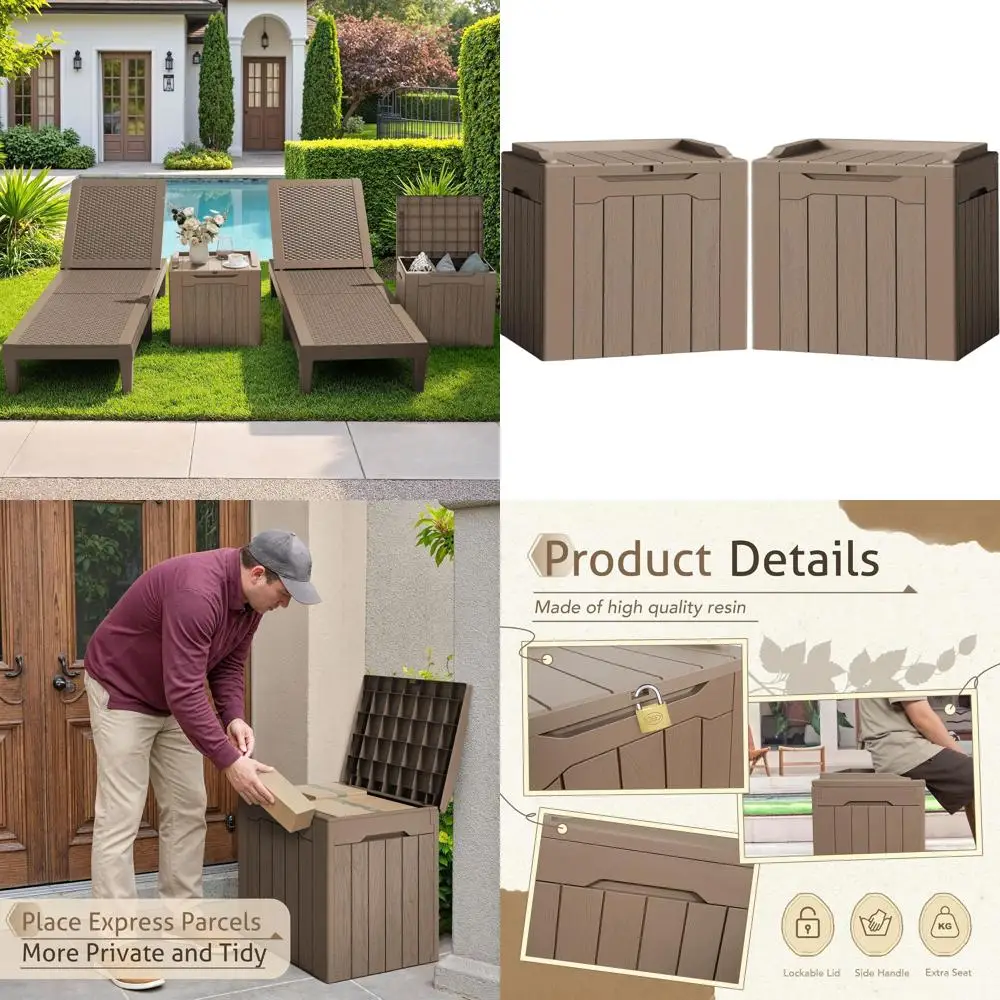 2-Pack 31 Gallon Waterproof Resin Storage Boxes with Lids, Suitable for Indoor and Outdoor Use, Ideal for Patio Cushions and Del