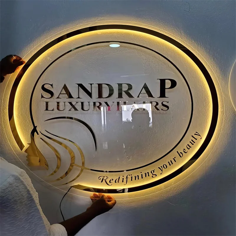 3D Round Business Backlit Logo Sign | Custom Acrylic Business Sign | Salon Decor | Salon Sign | Neon Sign | Wall Sign