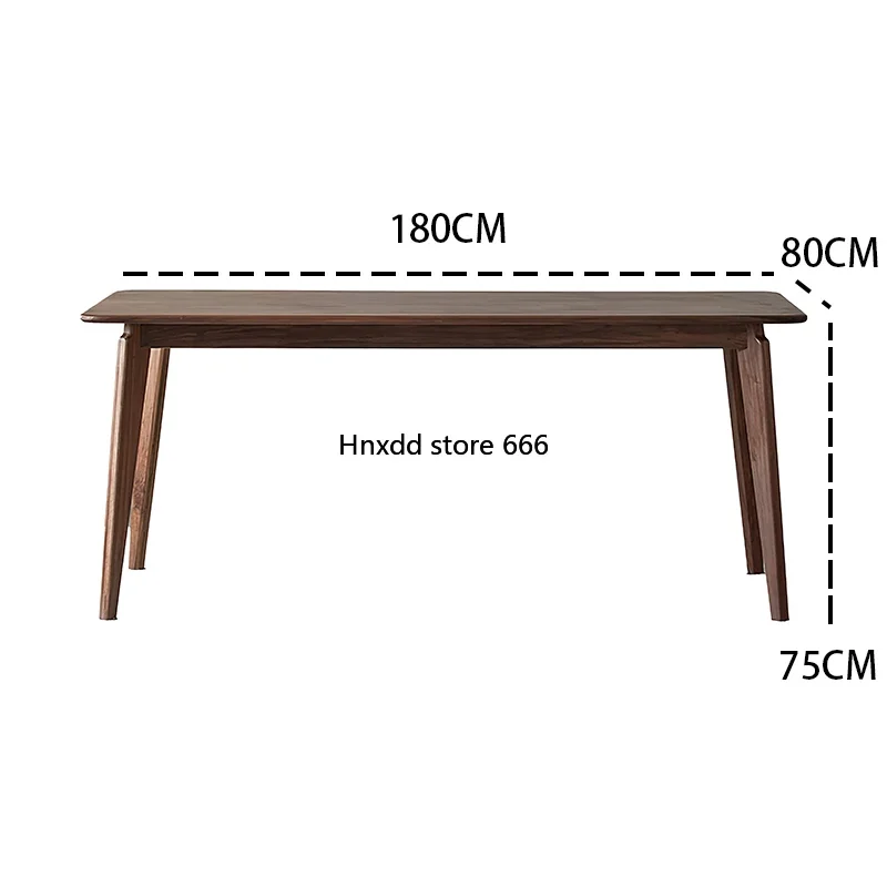 Household all solid wood black walnut dining table retro dining table simple rectangular negotiation table