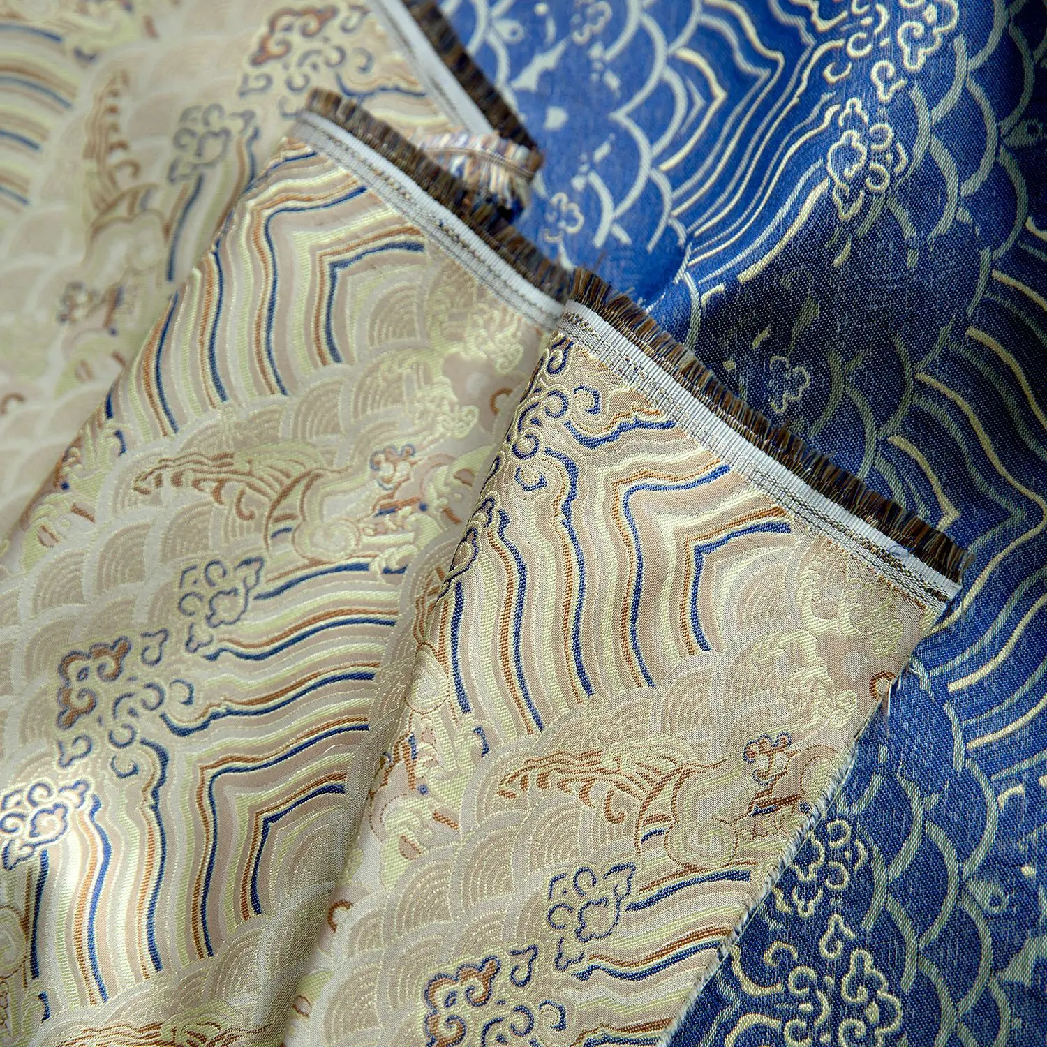 High Quality Heavy 40momme HAILANG Grain Real Silk Song Dynasty Brocade Fabric National Style New Chinese Double-Sided Jacquard