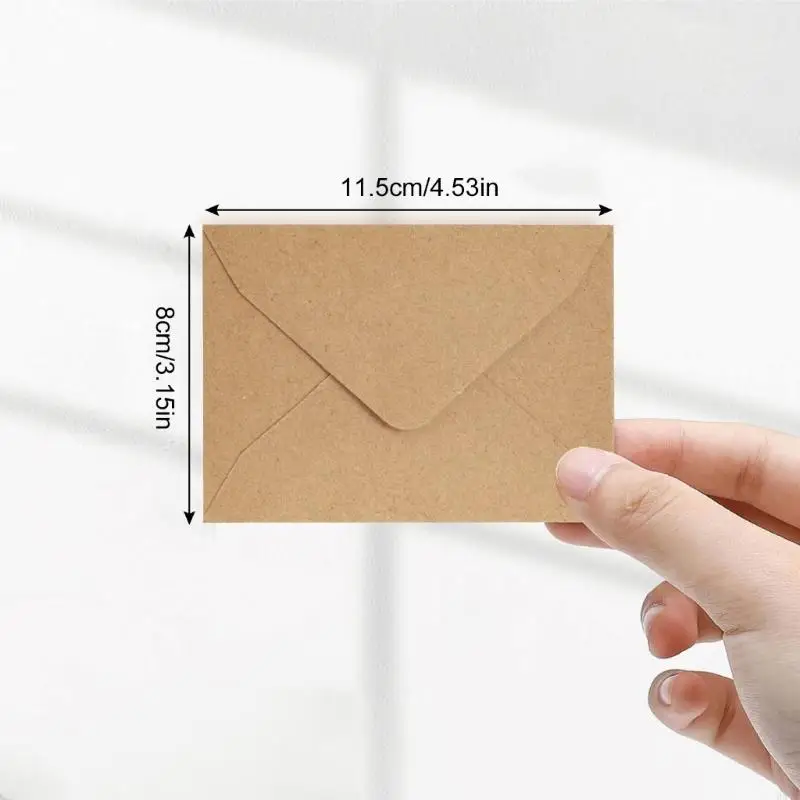 D57D 60 Pcs Cards Envelopes Paper Envelopes Retro Blank Envelopes V Flap Envelopes for Wedding Baby Shower Invitations