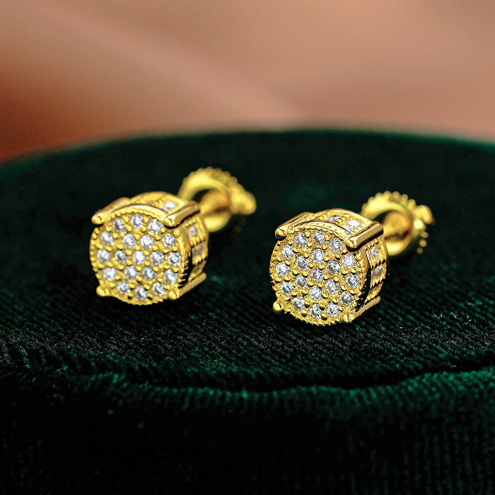 Hip Hop 18K Gold Inlaid Circular Moissani Earrings for Men and Women Platinum PT950 Diamond Fashion Classic Earrings
