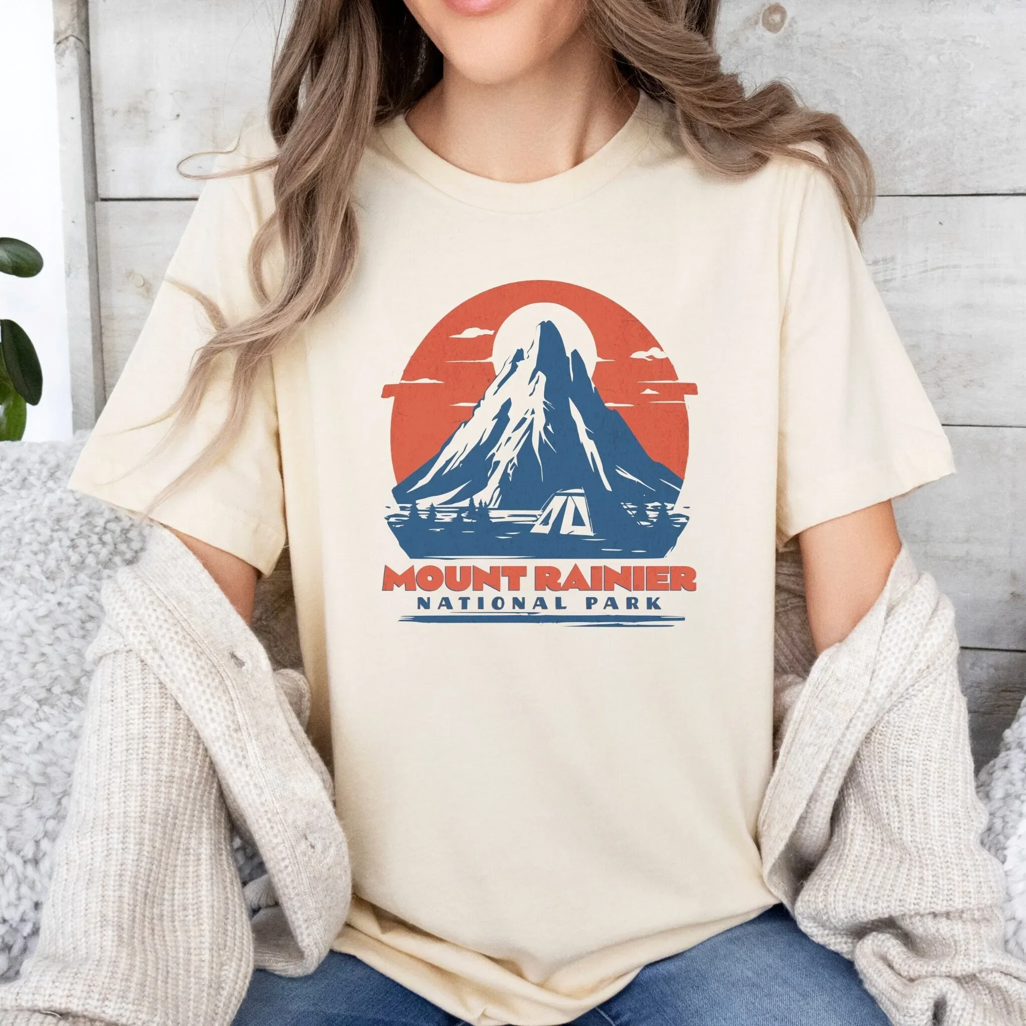Mt Rainier T Shirt Mount National Park Ranier Washington Seattle Hiking Outdoor Camping Vintage