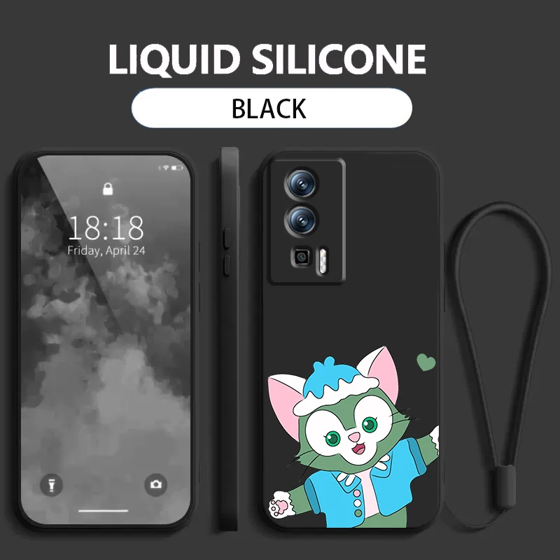 Gelatoni Disney Cute Liquid Left Rope For Xiaomi Redmi 13C 12 12C K60 A1 K50 11 K40 10C 10 9A 9AT 9T 9C 5G TPU Phone Case